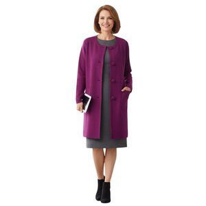 Sara Campbell Fuschia Wool Blend Coatigan pockets Covered Button Closure Size M